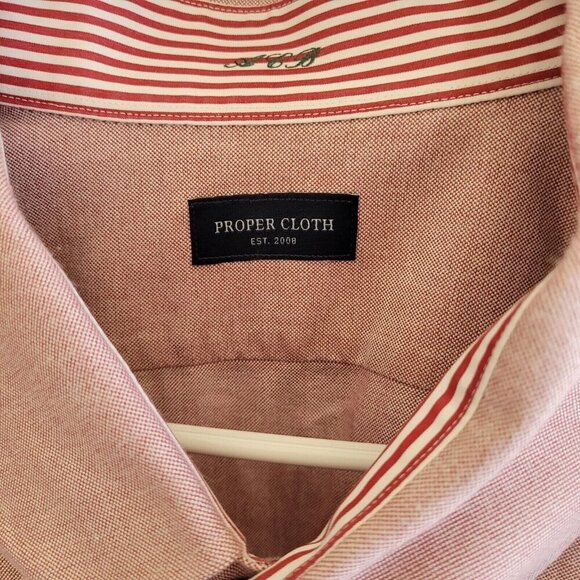 PROPER CLOTH Mens American Pima Burgundy Oxford Cloth Dress Shirt 20 x 36.5 - Picture 3 of 7